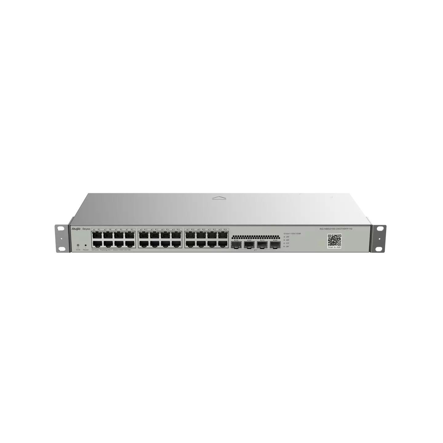 Ruijie 28-Port Gigabit Layer 2 Cloud Managed Non-PoE Switch RG-NBS3100-24GT4SFP-V2