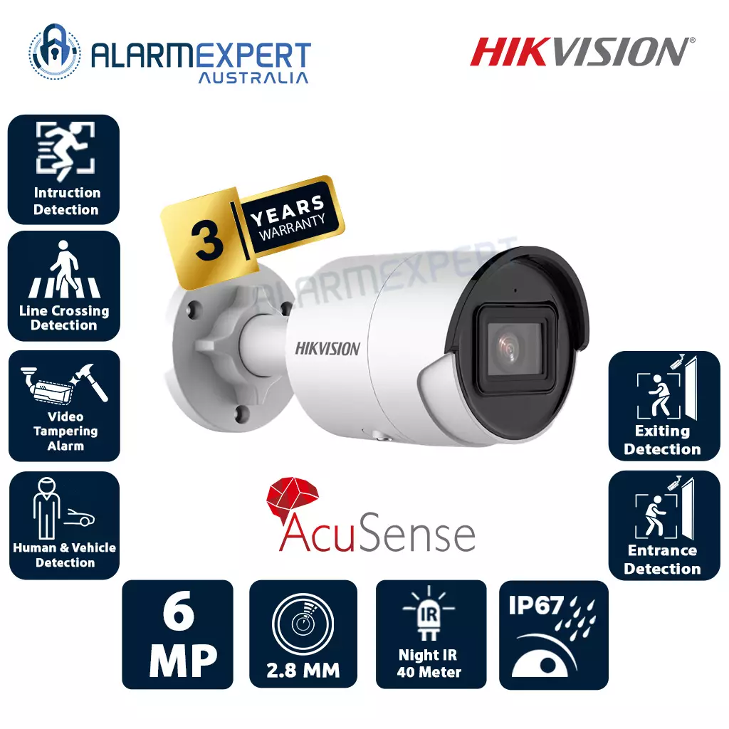 Hikvision 6 MP AcuSense Fixed Bullet Network Camera DS-2CD2066G2-I