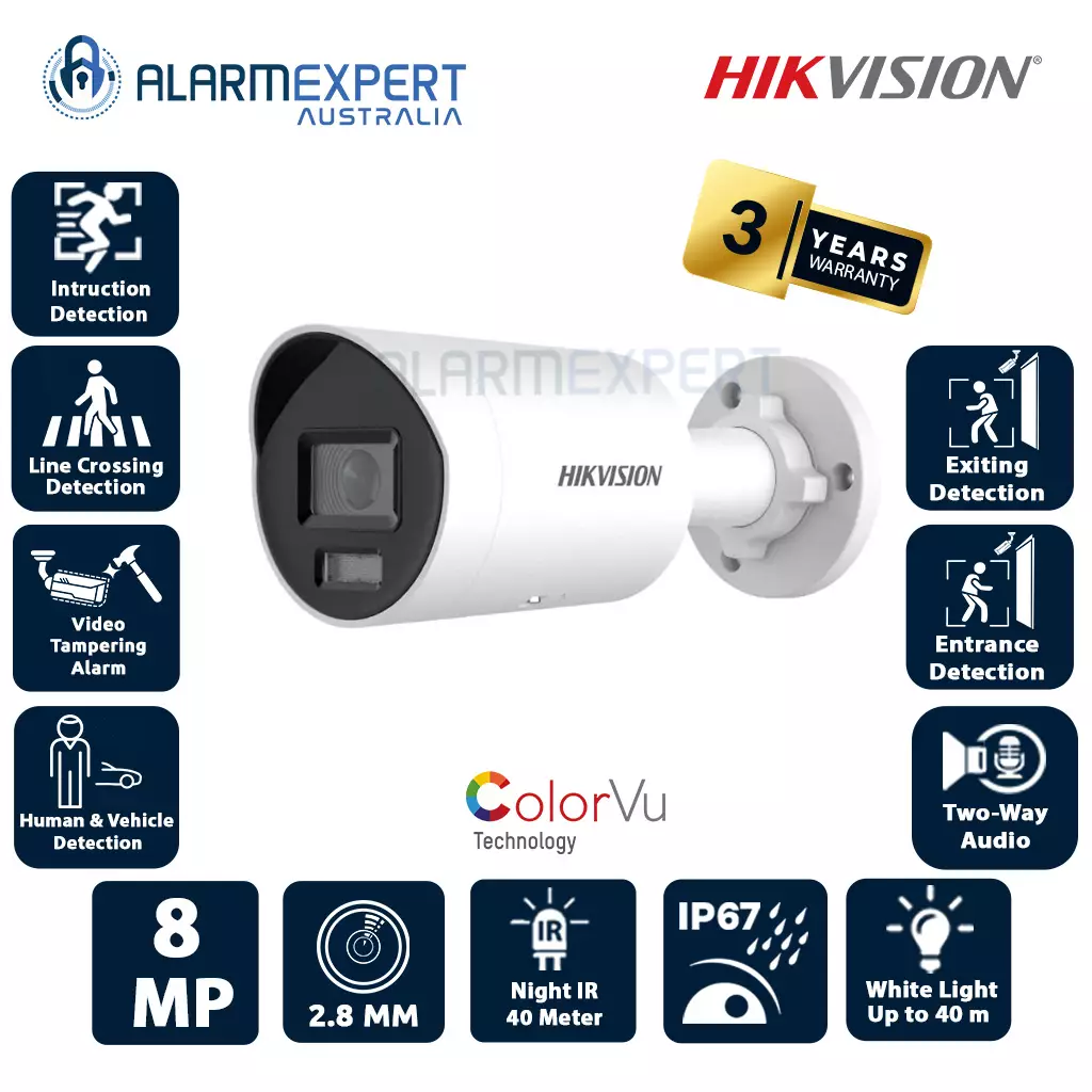 Hikvsion 8 MP Smart Hybrid Light with ColorVu Fixed Mini Bullet Network Camera DS-2CD2087G2H-LIU