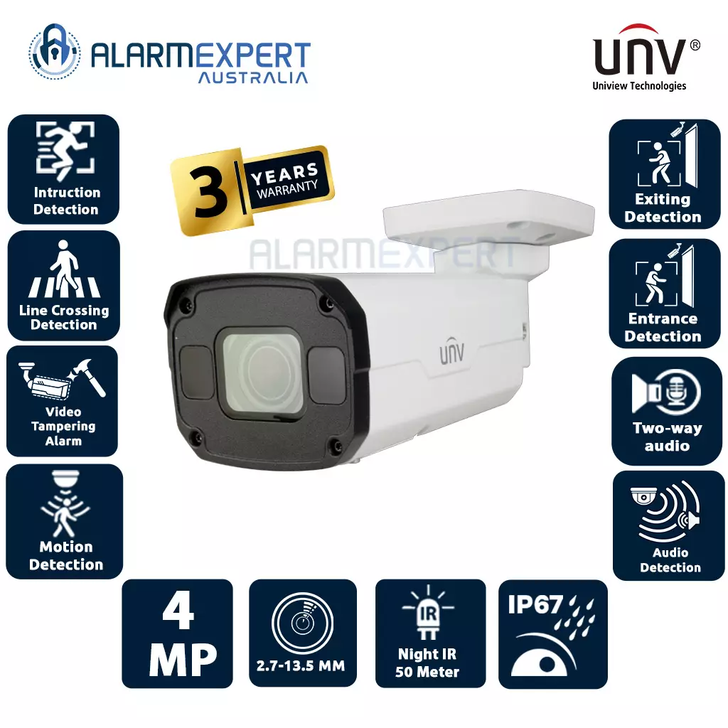 Uniview 4MP HD Intelligent LightHunter IR VF Bullet Network Camera IPC2324SB-DZK-I0