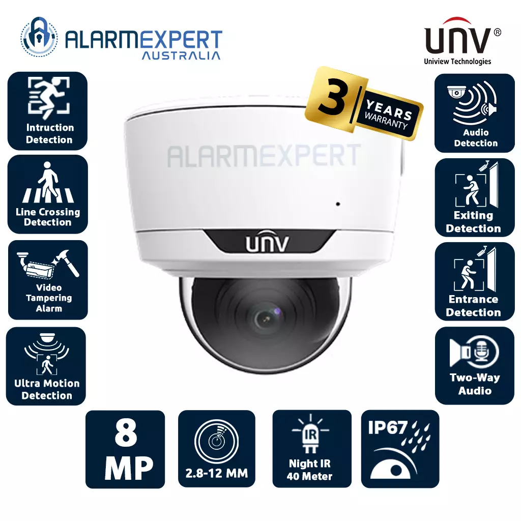 Uniview 8MP Lighthunter WDR IR Network Dome Camera IPC3738SE-ADZK-I0