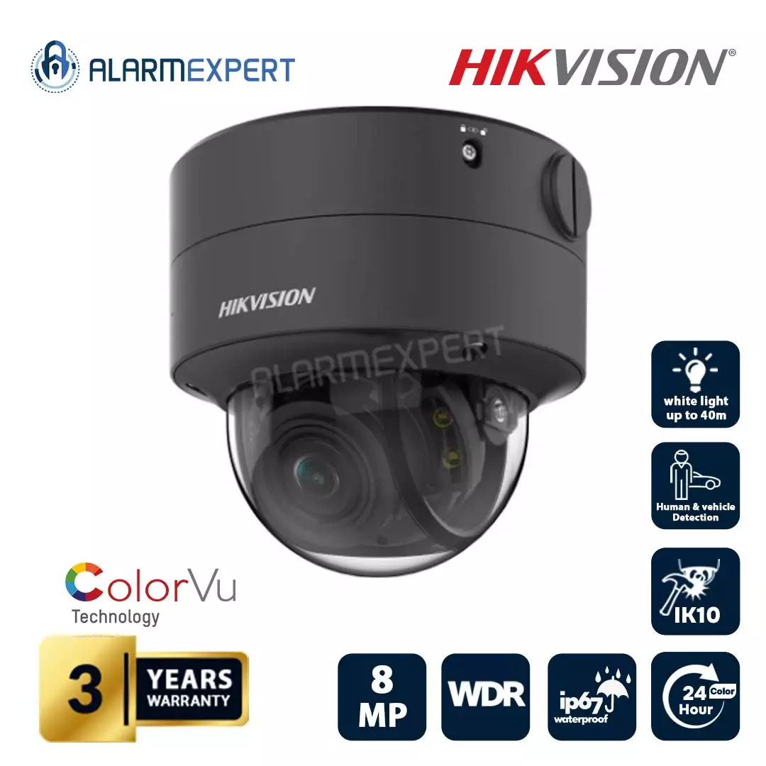 Hikvision 8 MP ColorVu Motorize Lens 2.8-12mm Varifocal Dome Network Camera Black DS-2CD2787G2T-LZS