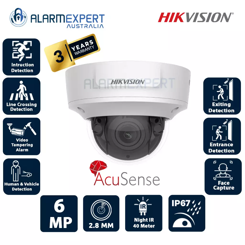 Hikvision 6 MP AcuSense Motorized Varifocal Dome Network Camera DS-2CD2766G2T-IZS