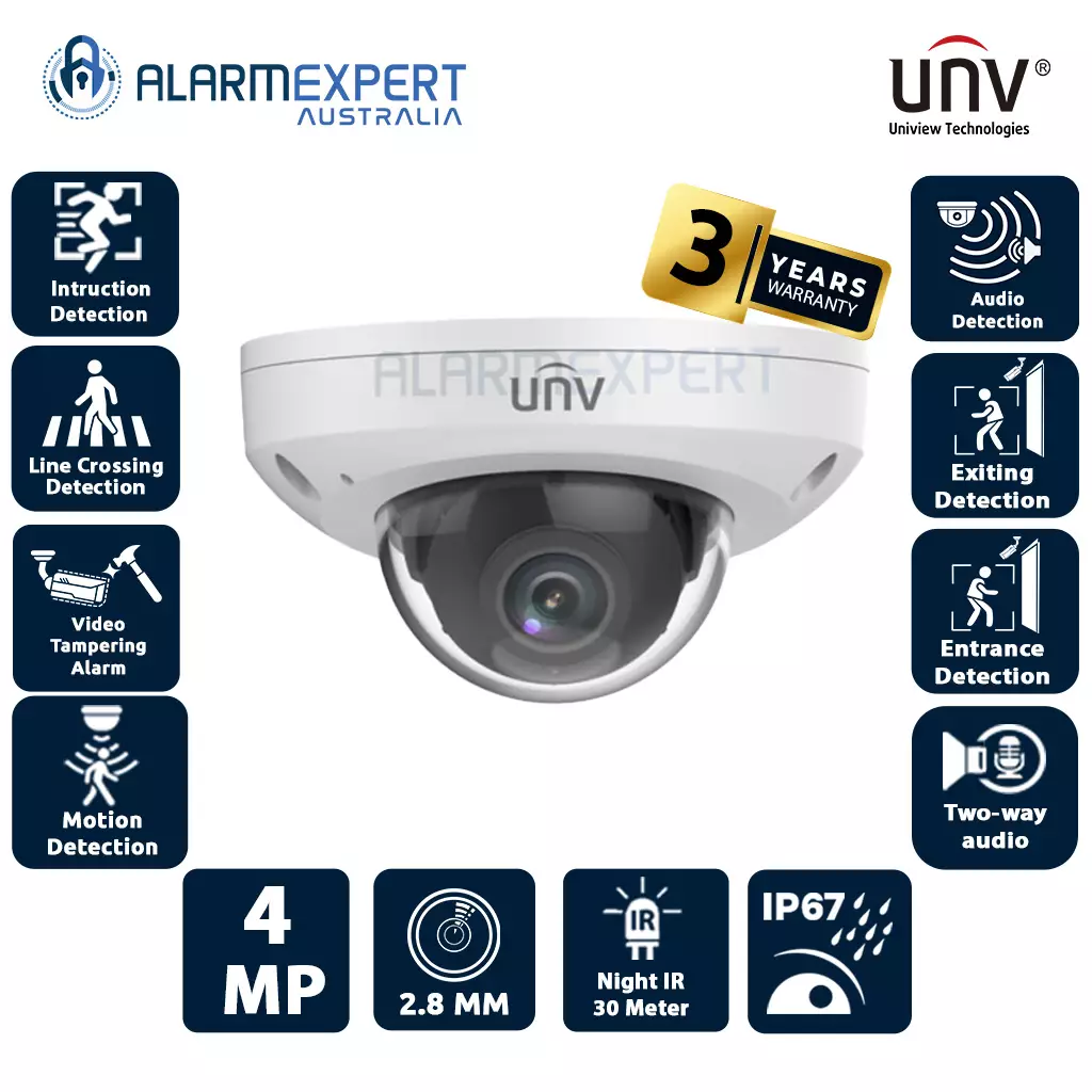 Uniview 4MP HD Intelligent LightHunter IR Fixed Mini Dome Camera IPC314SB-ADF28K-I0