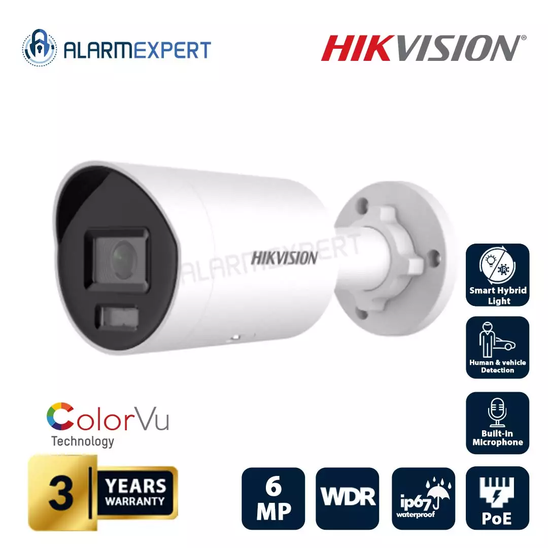 Hikvision 6 MP Smart Hybrid Light with ColorVu Fixed Mini Bullet Network Camera DS-2CD2067G2H-LIU