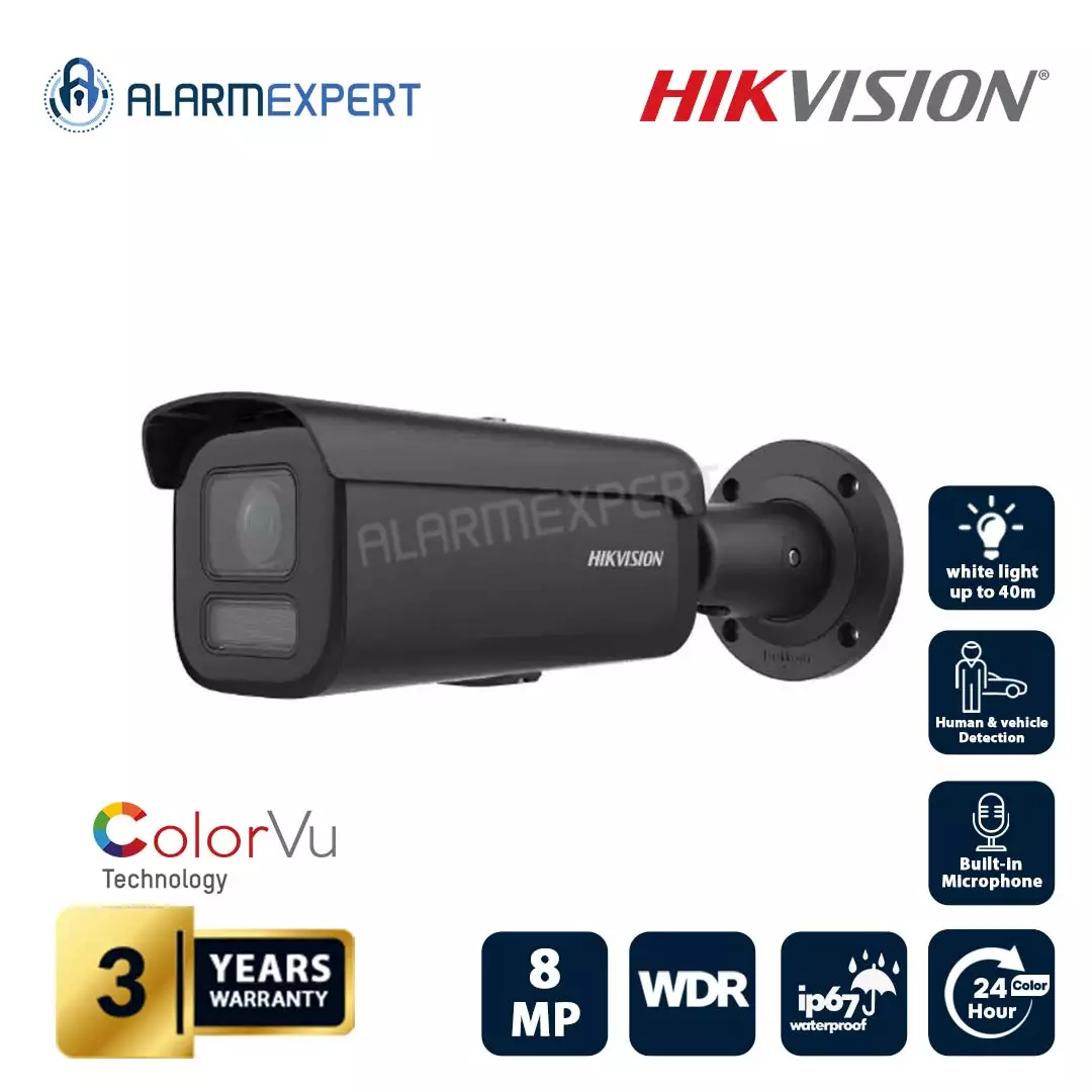 Hikvision 8 MP ColorVu Fixed Lens 2.8 Bullet Network Camera Black DS-2CD2087G2-LU