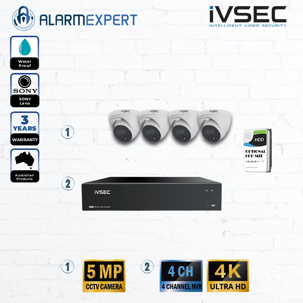 IVSEC 4 x 5MP Turret IP Bundle Kit with 4CH NVR