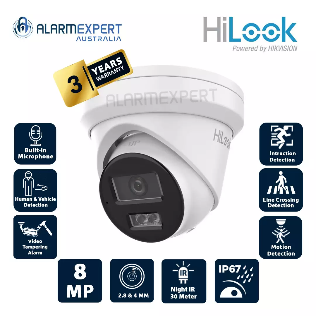 HiLook 8MP Intelligent Dual IR Fixed Turret Network Camera IPC-T282H-MU