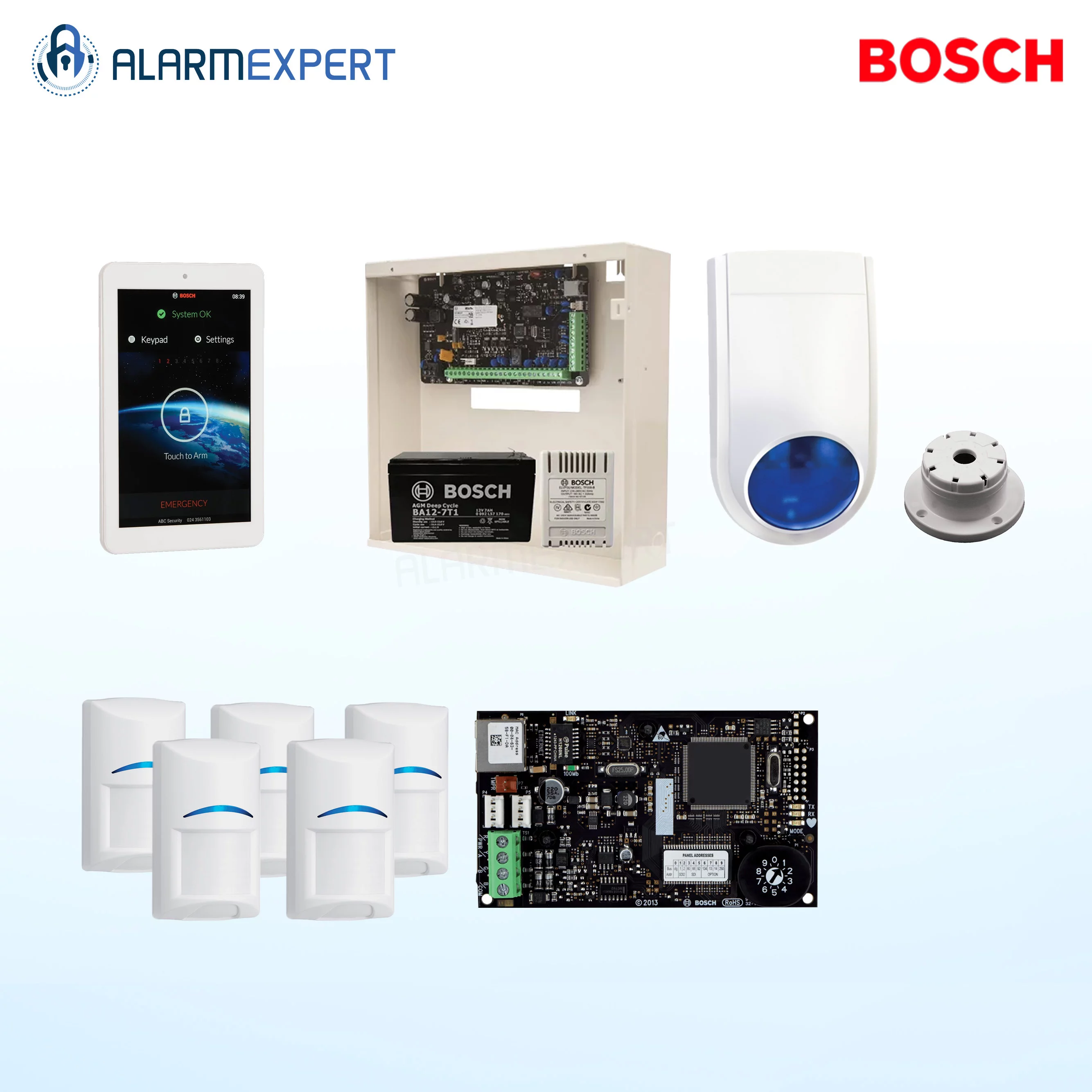 Bosch Solution 2000 IP + 5 PIRs + 7 Inch Touch screen Keypad