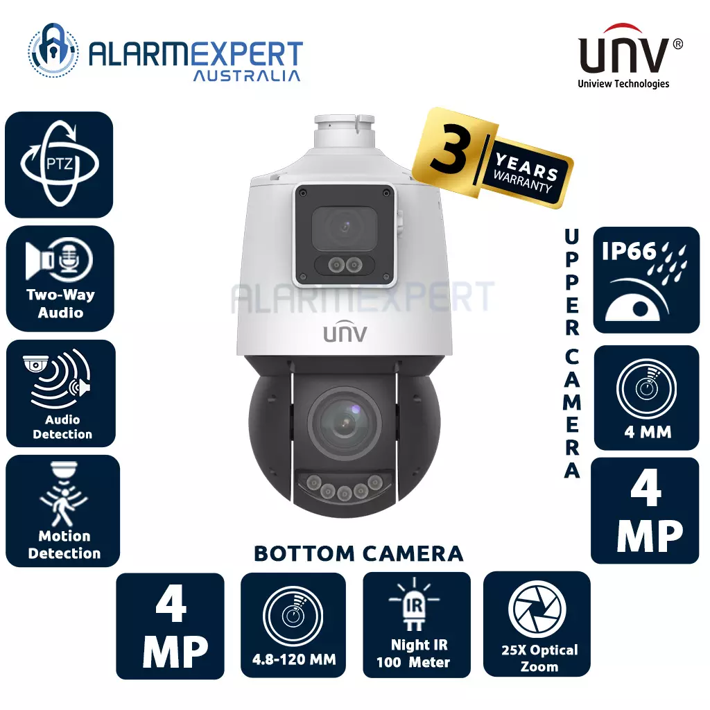 Uniview 4MP+4MP Lighthunter Dual-lens Network PTZ Camera IPC94144SFW-X25-F40C