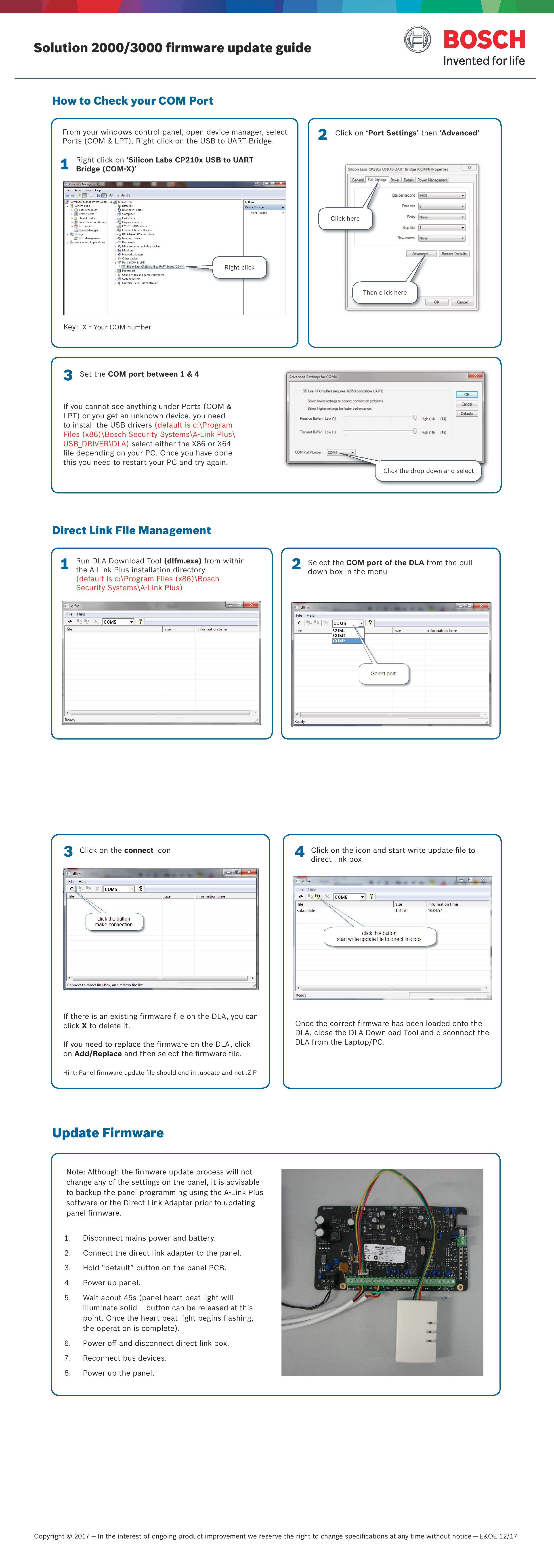 How to perform a firmware update on Bosch Solution 2000/3000 series