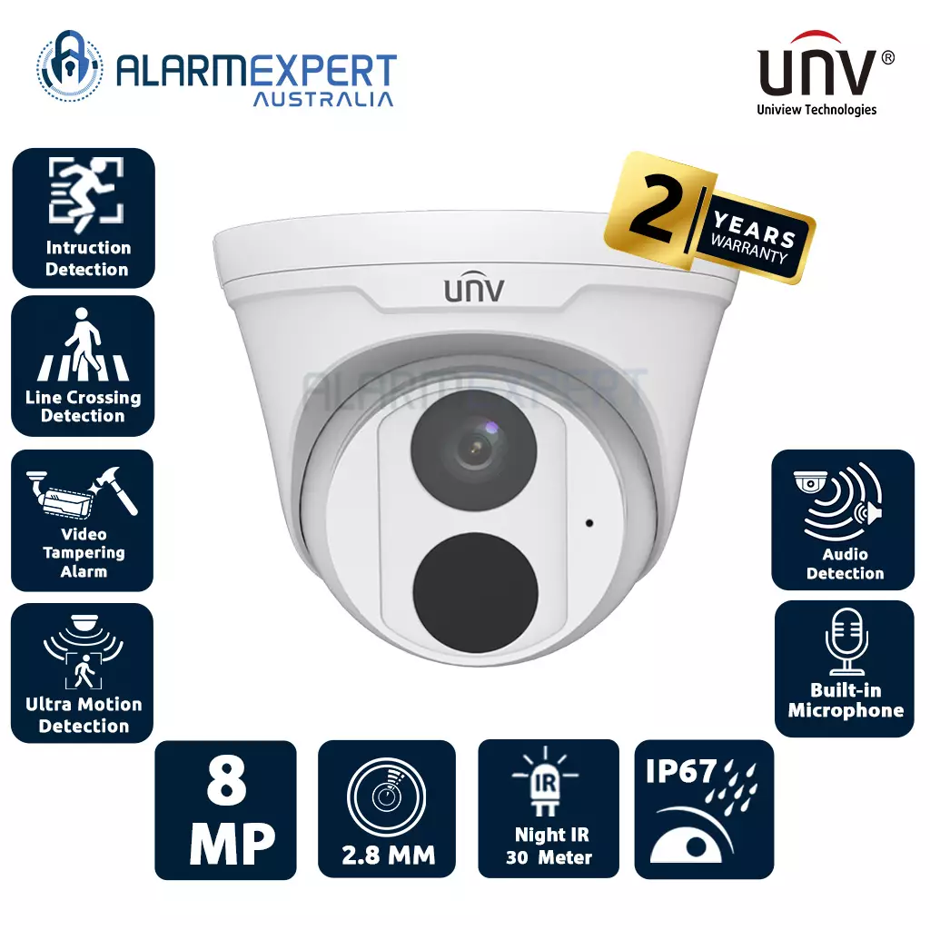 Uniview 8MP 4K HD IR Fixed Eyeball Network Camera IPC3618LE-ADF28K-G