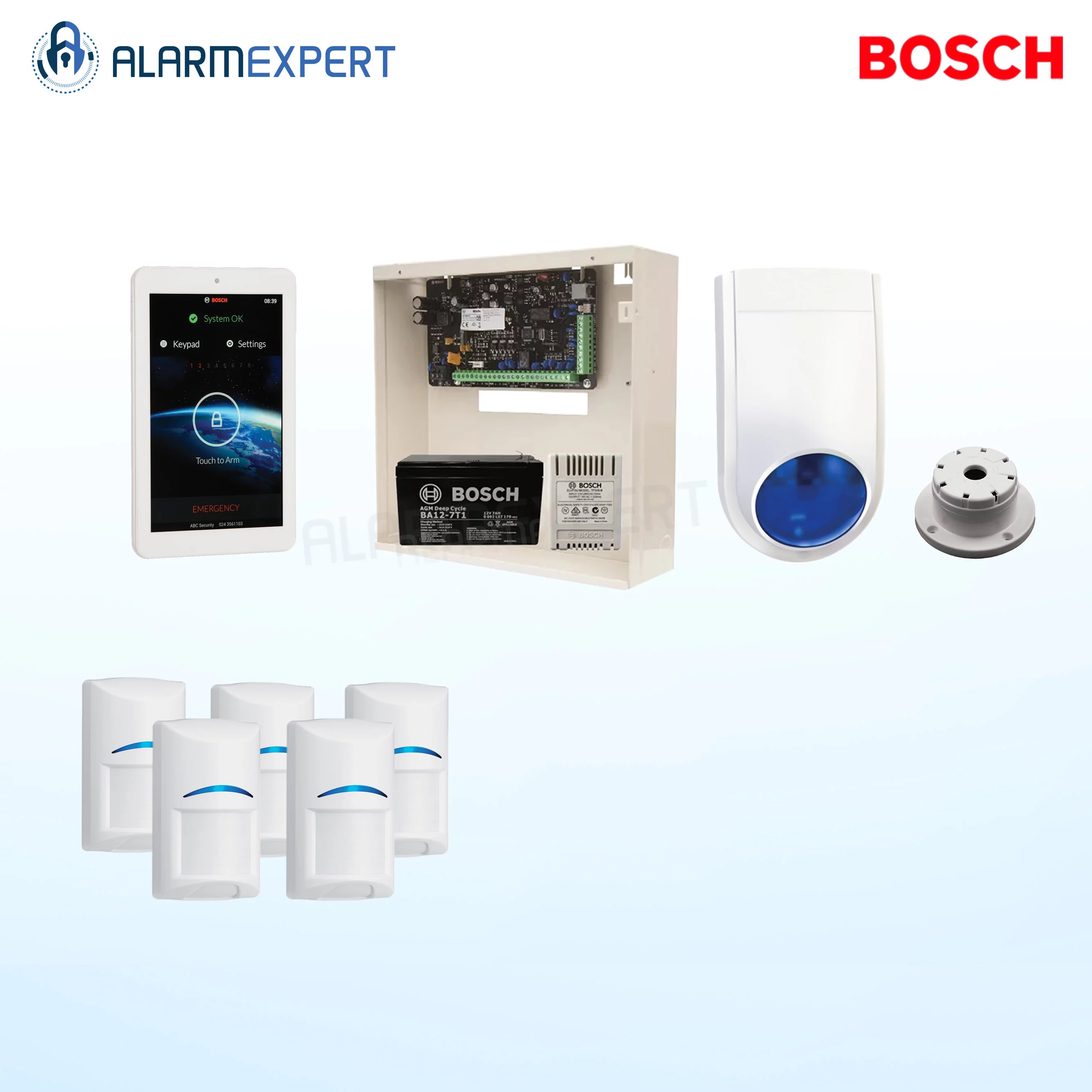 Bosch Solution 2000 + 5 PIRs + 7 Inch Touch screen Keypad