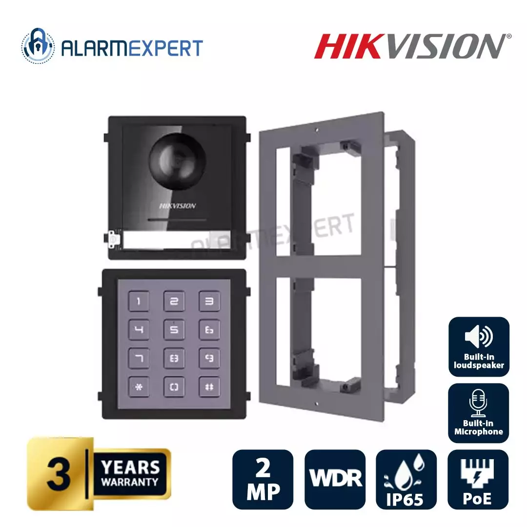 Hikvision 2nd Gen IP Intercom Kit, 1 Door Station, 1 Keypad Module & Surface Mount