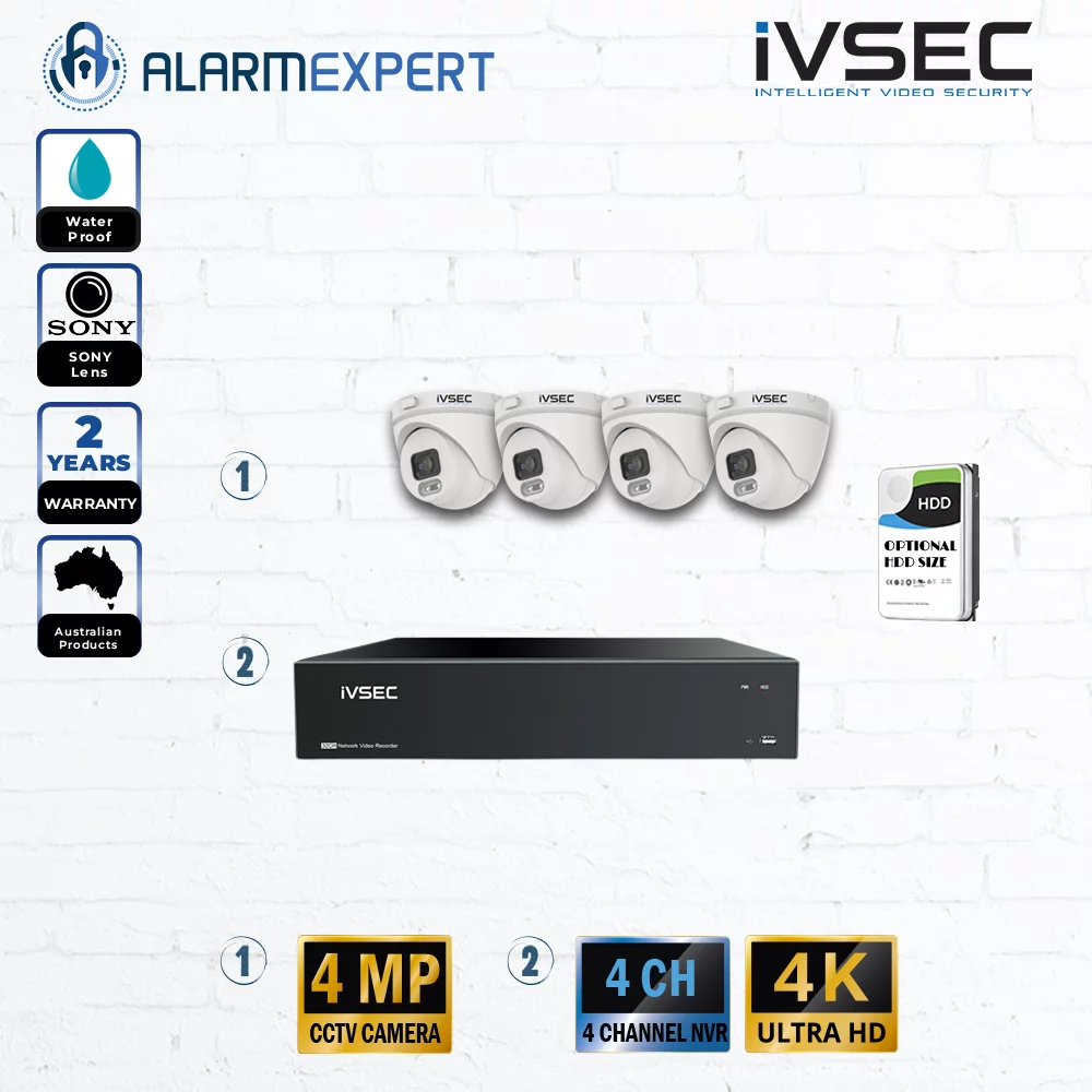 IVSEC 4 x 4MP Turret IP Bundle Kit with 4CH NVR