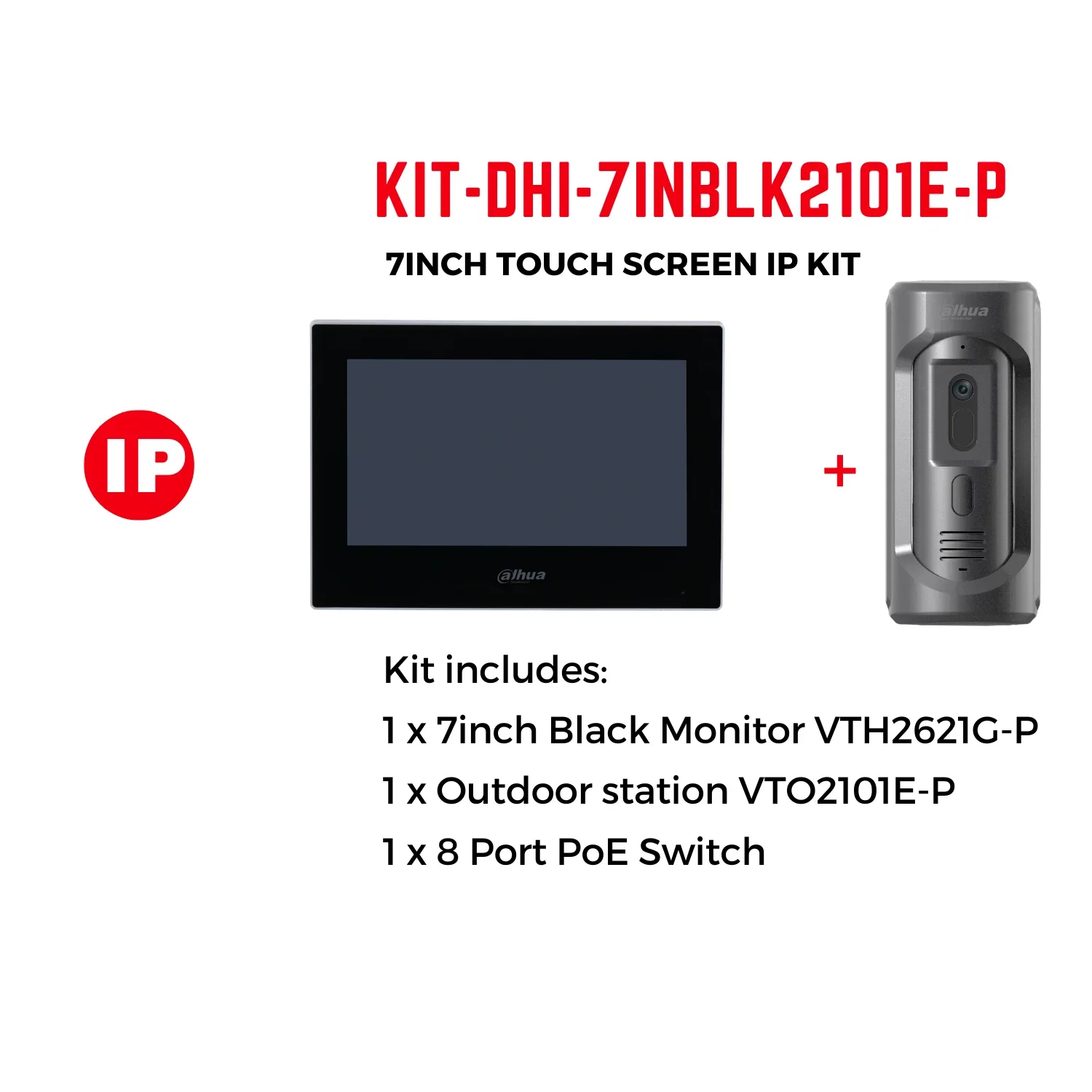 Dahua IP Intercom Kit 3 KIT-DHI-7INBLK2101E-P