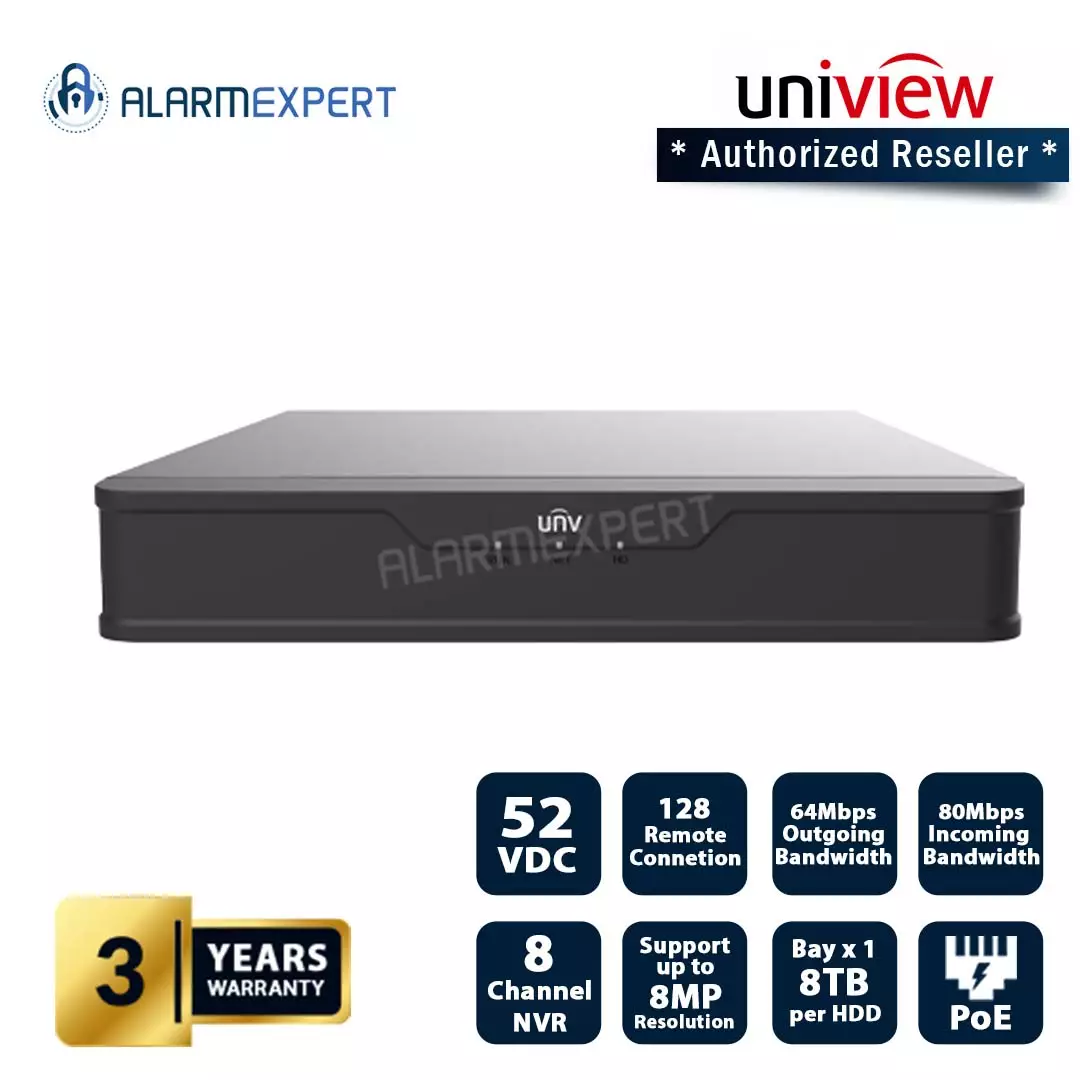 Uniview 8 channel 1 Sata Interface - NVR501-08B-P8
