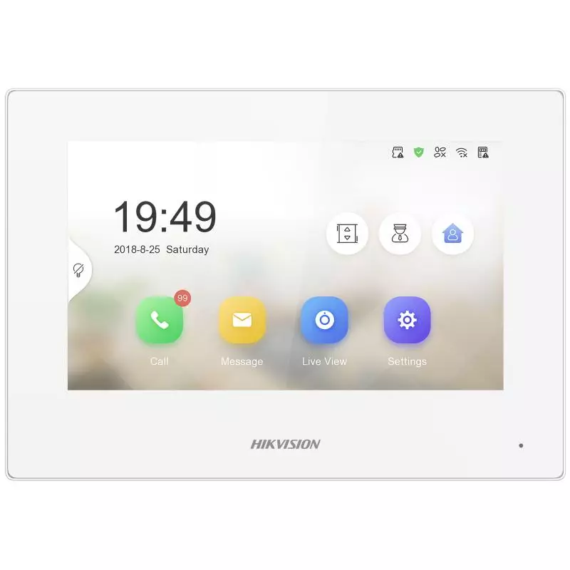 Hikvision 7 Inch Touch Screen IP indoor station Colour White DS-KH6320-LE1(B)/White