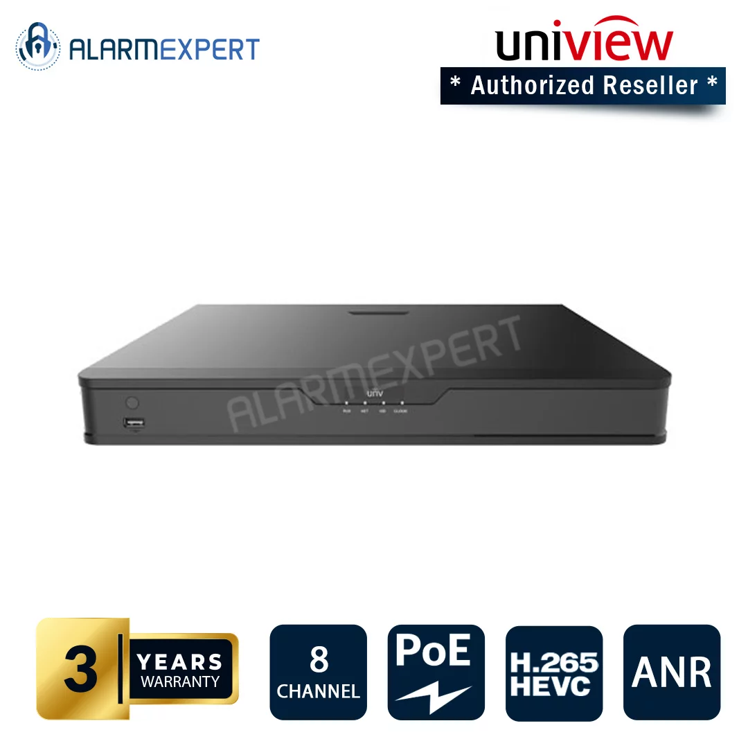 UNV 8 CH Upto 8MP/4K NVR 8xPoE NVR302-08S2-P8