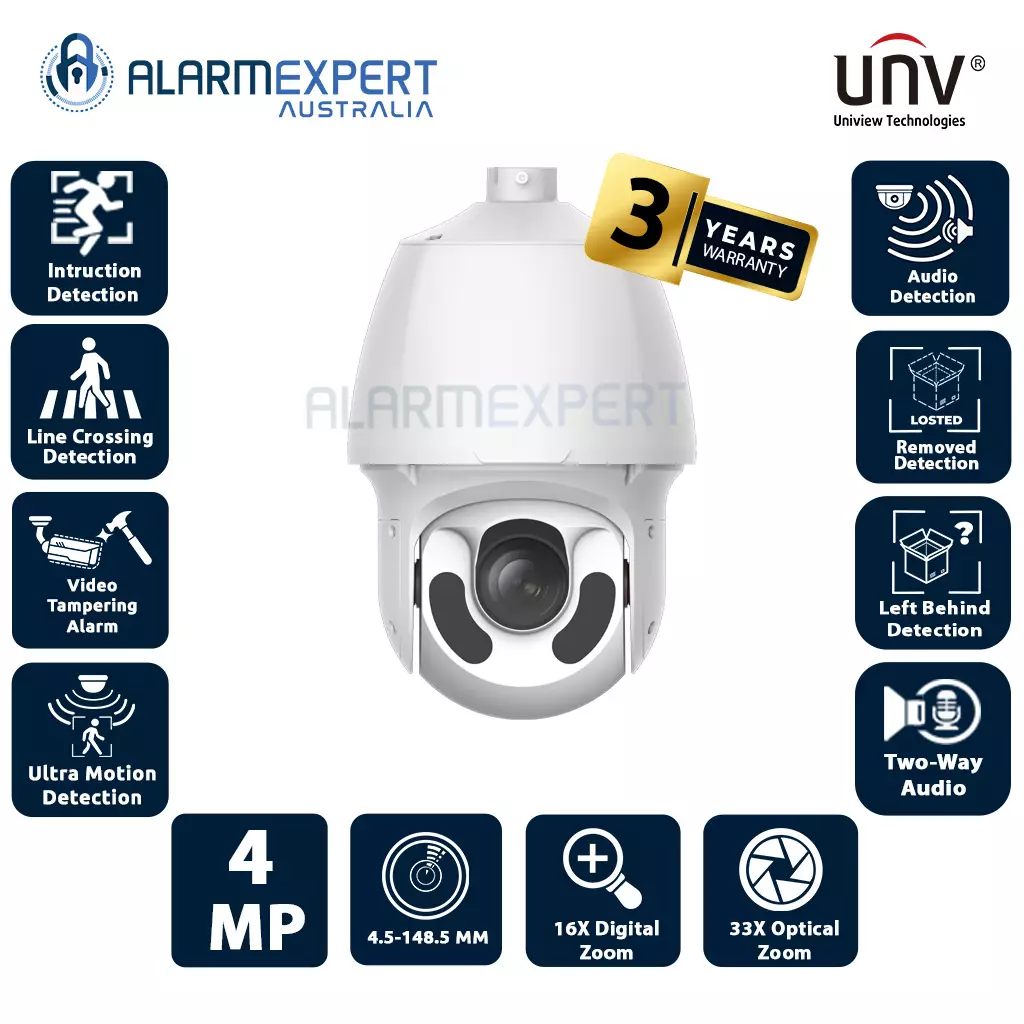 Uniview 4MP 33x Lighthunter Network PTZ Dome Camera IPC6624SR-X33-VF