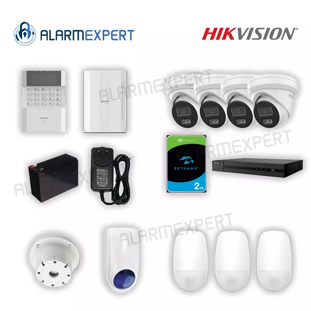 HiLook 4x 6 MP, 4 Channel, 2TB HDD and Alarm Hybrid Kit With 3 PIR