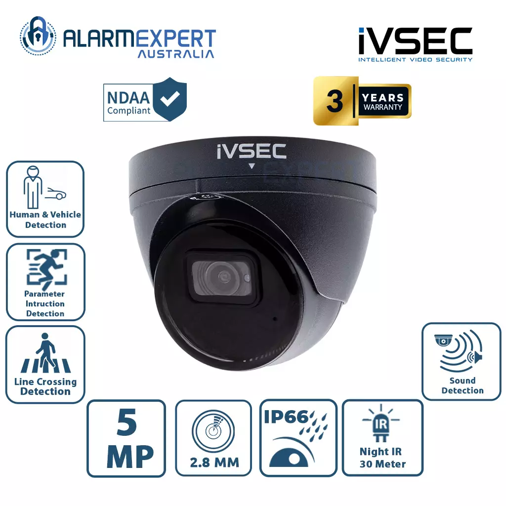 IVSEC POE Turret IP Camera 5 MP, 2.8 mm Black IP66 IVNC110XC-BLK