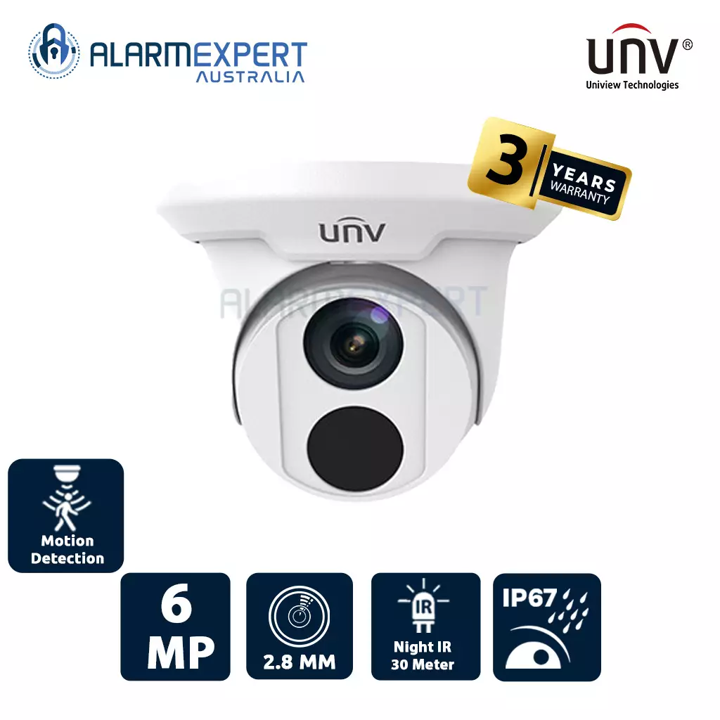 Uniview 6MP IR Ultra 265 Outdoor Turret Dome IP Security Camera IPC3616SR3-DPF28M