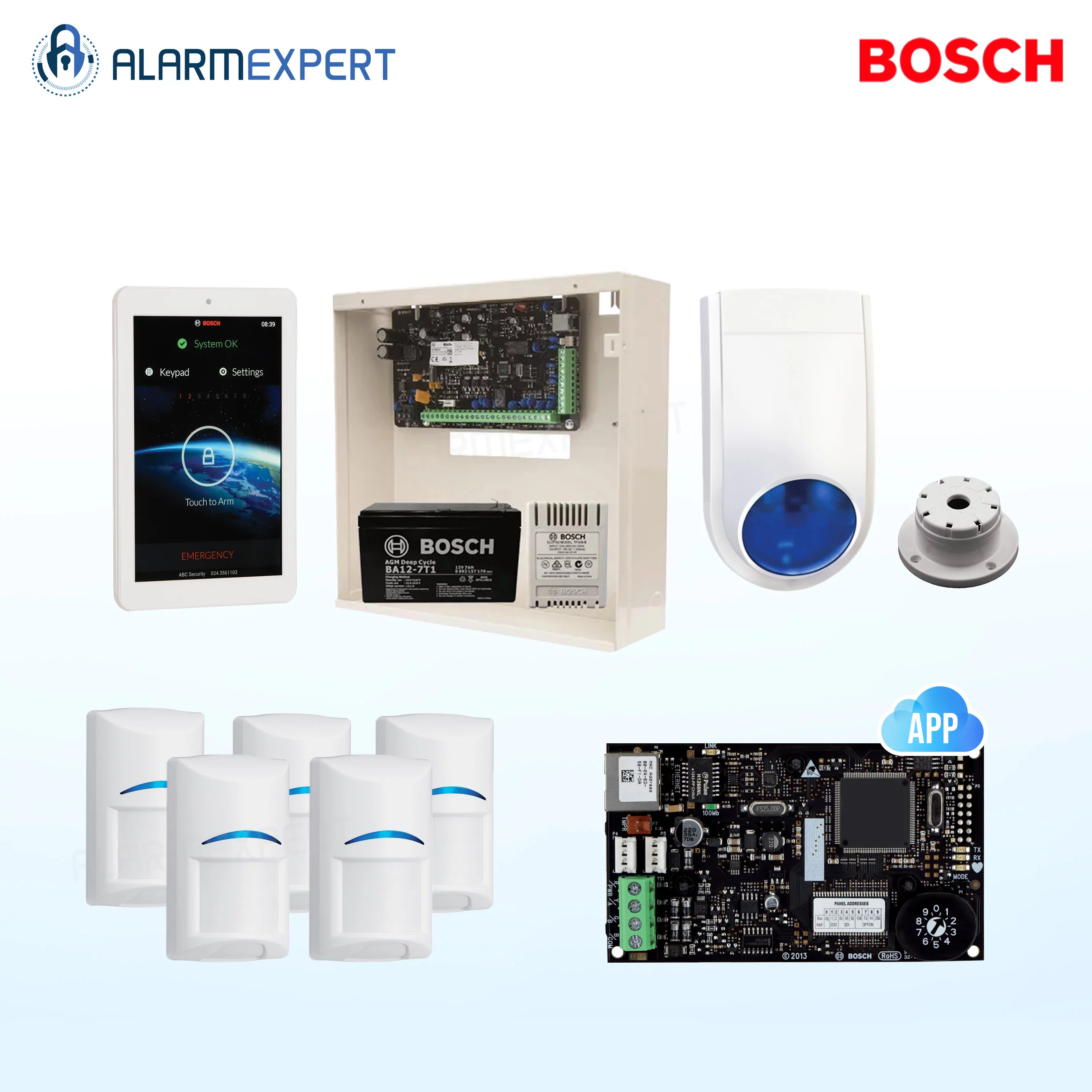 Bosch Solution 3000 IP + 5 PIRs + 7" Touch screen Keypad