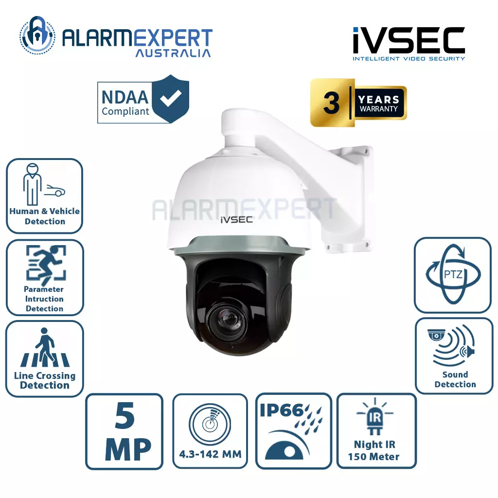 IVSEC NC691XA Speed Dome, 5MP @25FPS, 4.3-142MM Lens Motorised, POE+ IP66, 150M IR, PTZ