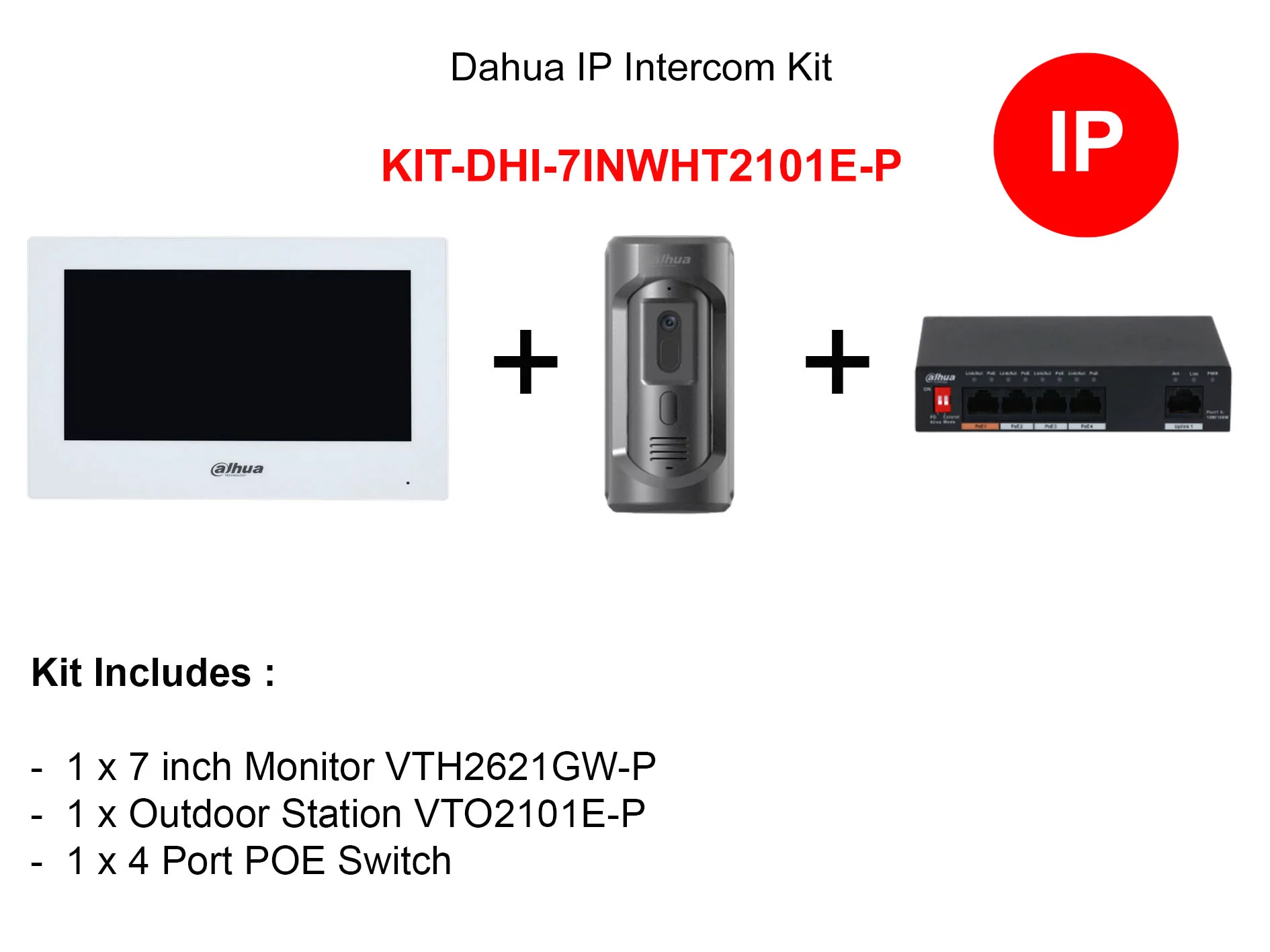 Dahua IP Intercom Kit 1 KIT-DHI-7INWHT2101E-P
