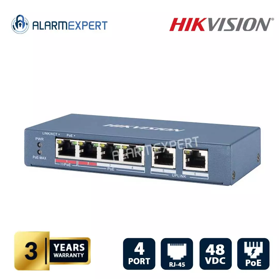 Hikvision 4 Port Fast Ethernet Unmanaged POE Switch DS-3E0106HP-E