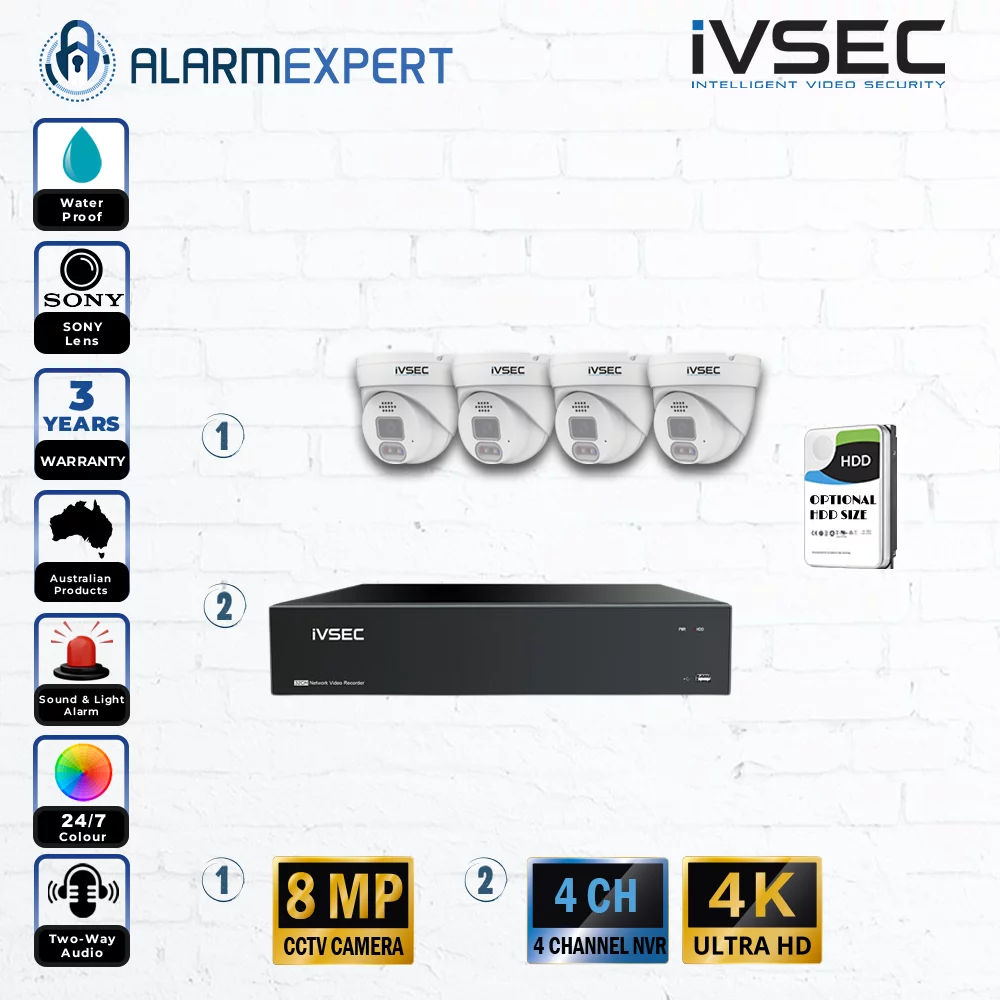 IVSEC 4 x 8MP Turret IP Bundle Kit with 4CH NVR