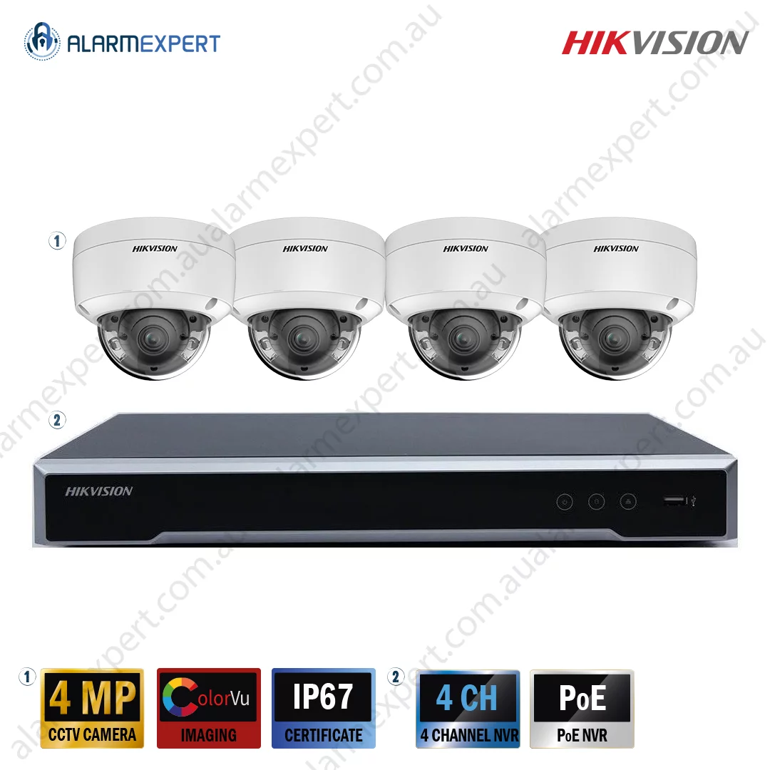 4 x 4 MP ColorVu Fixed Dome Bundle Kit with 4CH NVR