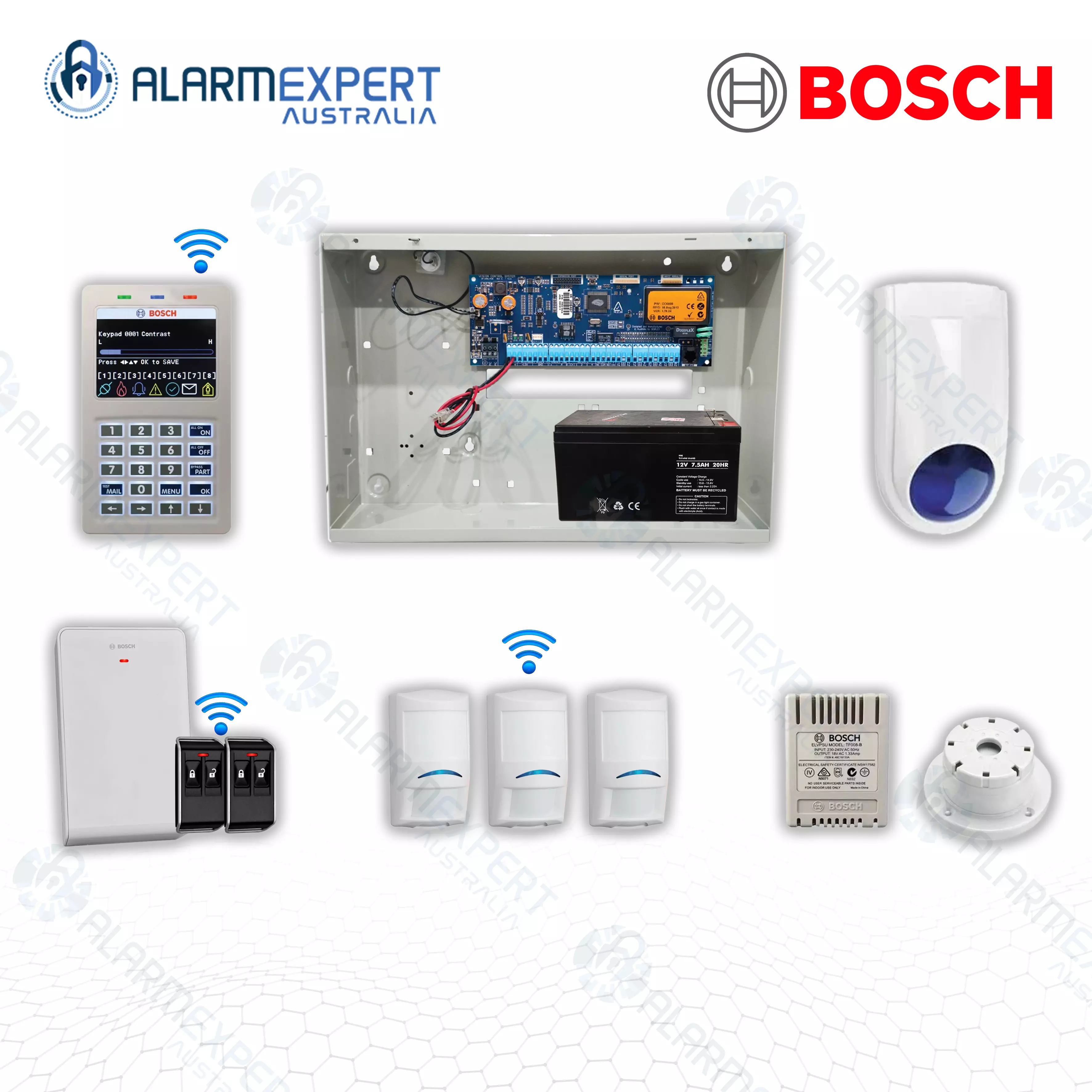 Bosch Wifi 6000 IP Kit with 3x PIRs, 1x Receiver and 2x Remotes