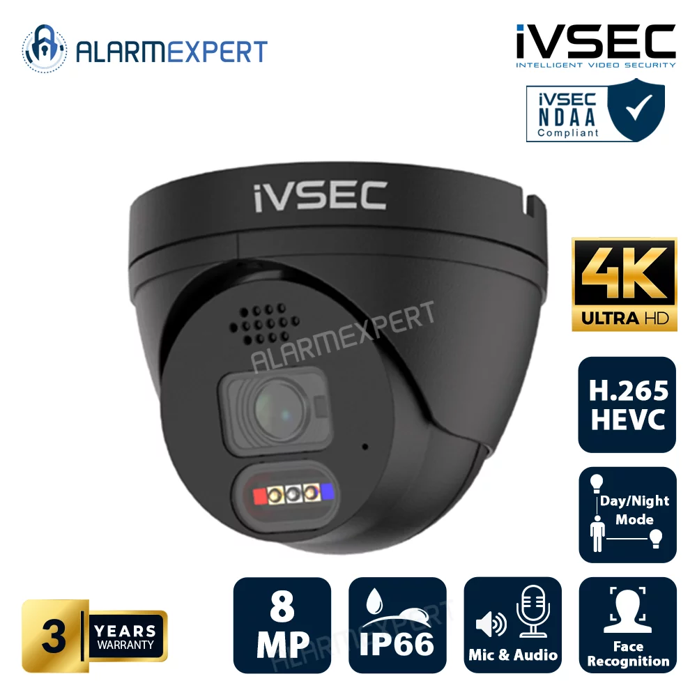 IVSEC IVNC323ADX-BLK Turret IP Camera 8 MP 2.8mm Lens Black