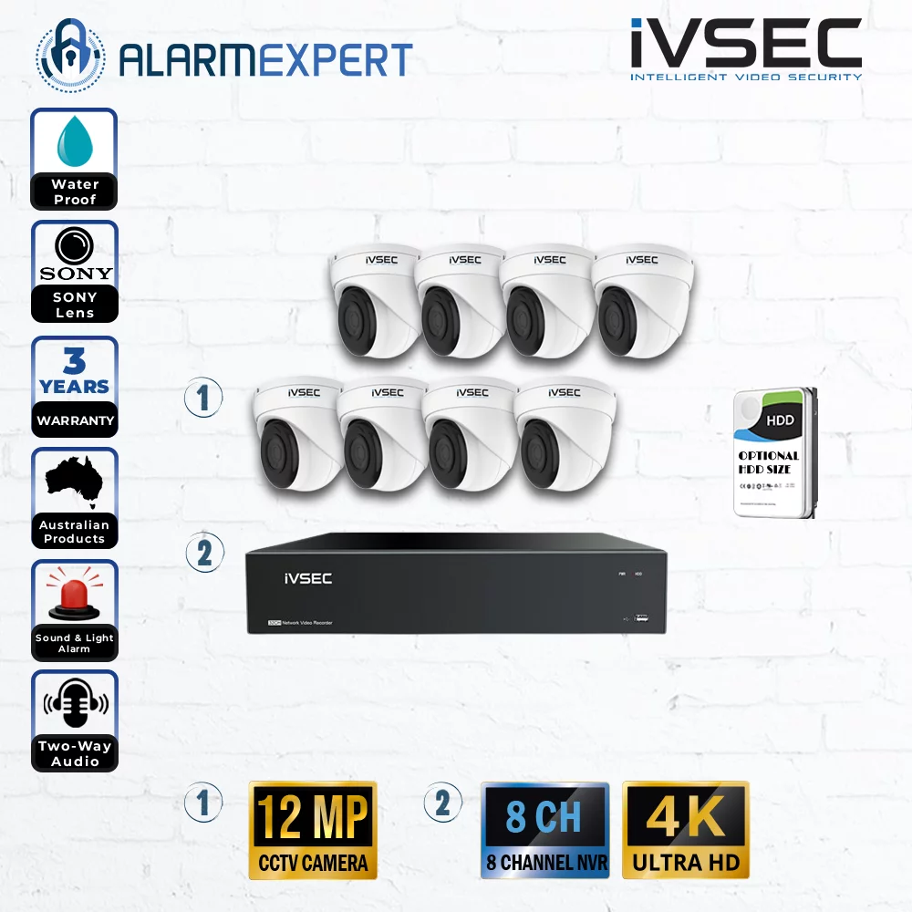 IVSEC 8 x 12MP Turret IP Bundle Kit with 8CH NVR