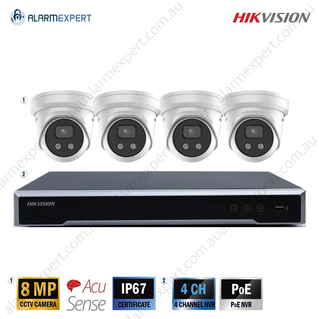 4 x 8 MP Outdoor Turret Camera Darkfighter Bundle Kit with 4CH NVR