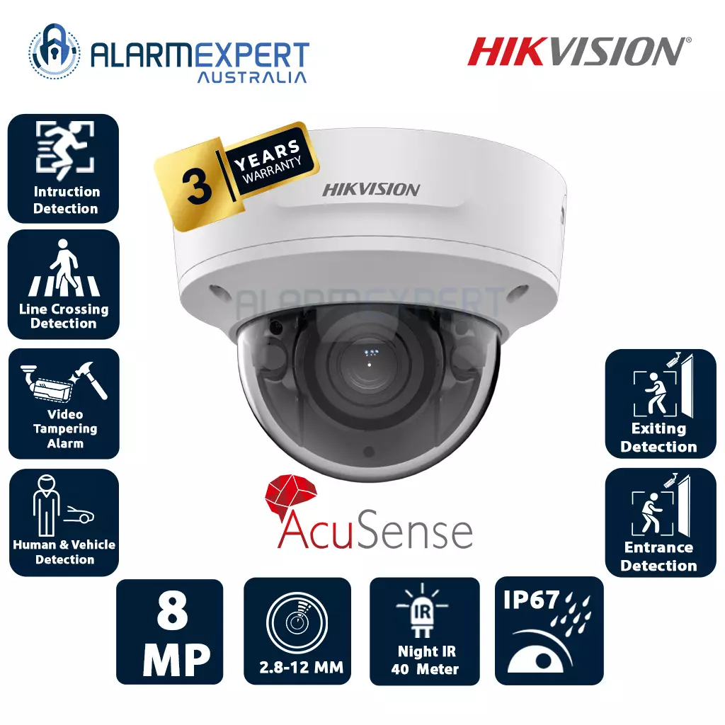 Hikvision 8 MP 4K AcuSense Varifocal Dome Network Camera (2.8-12mm)