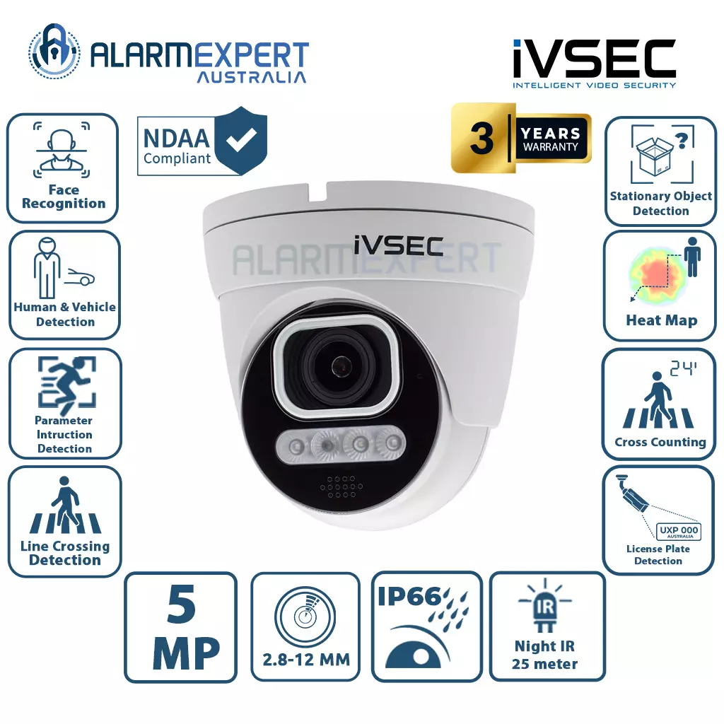 IVSEC IVNC312ADX 5MP Turret IP Full Color Camera Motorised 2.8-12 mm Lens