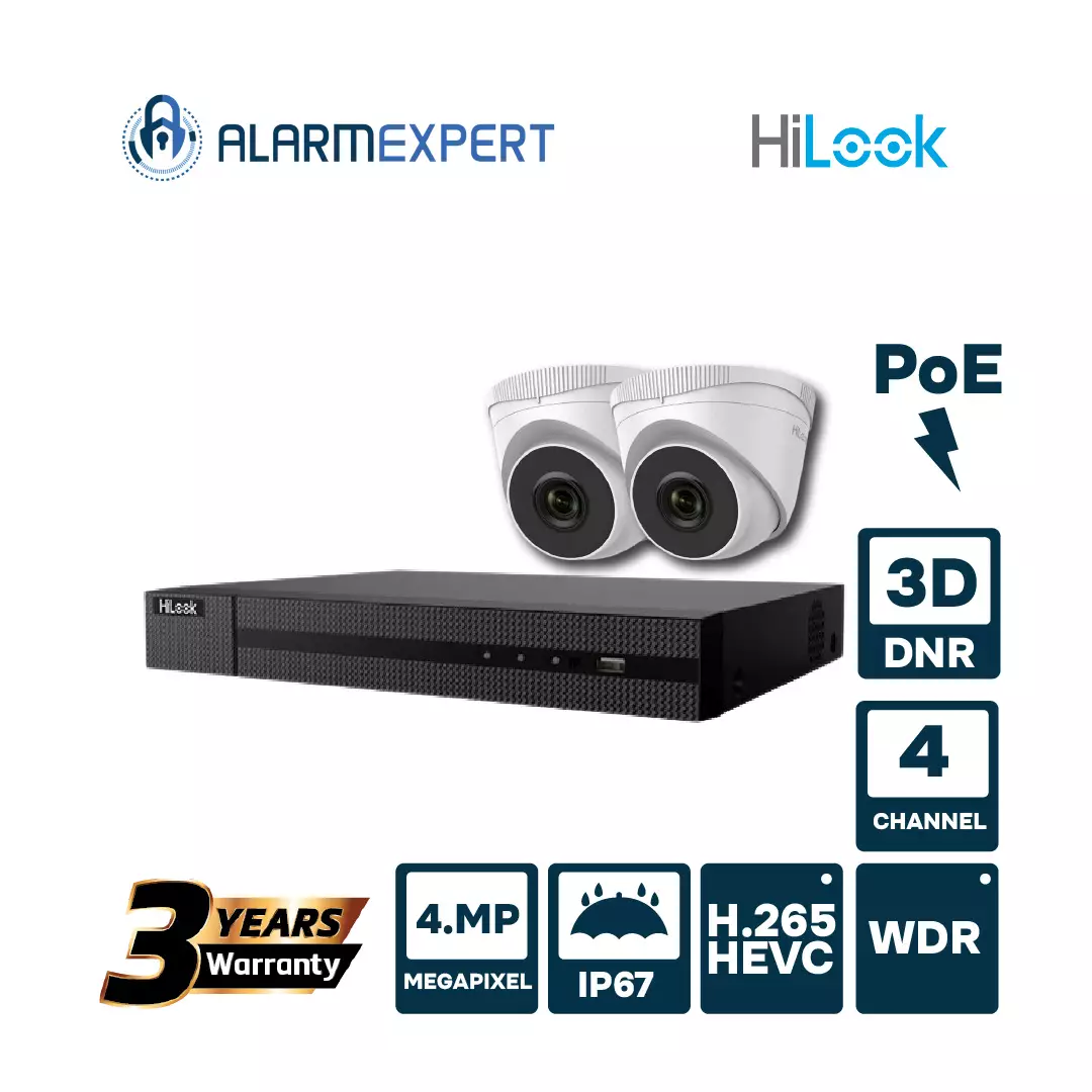 Hilook 2 x 4 MP Network IR Turret Camera 2.8mm 4CH NVR A-HIL-KIT4.1