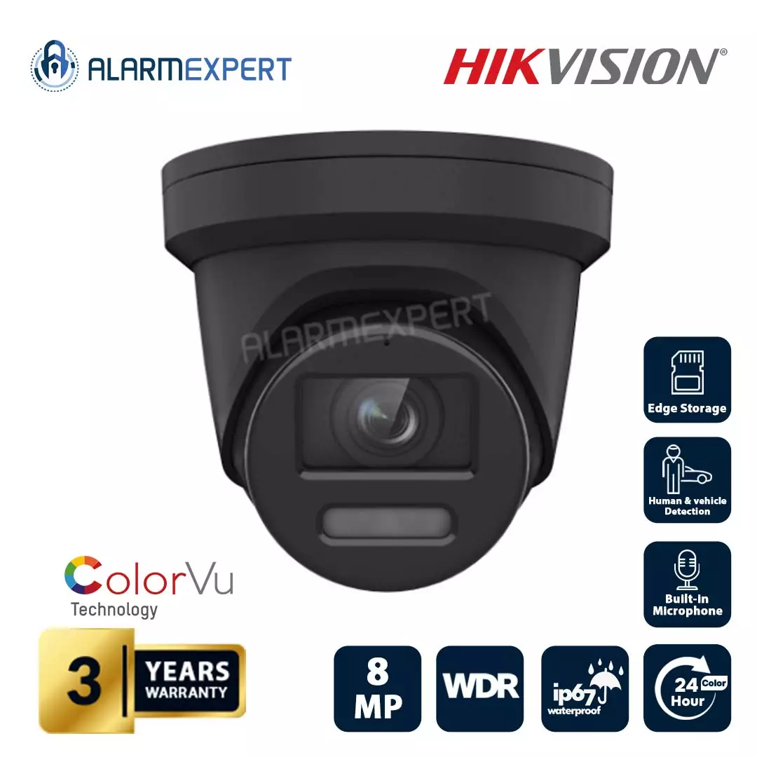 Hikvision 8 MP ColorVu Fixed Lens 2.8 mm Turret Network Camera black DS-2CD2387G2-LU