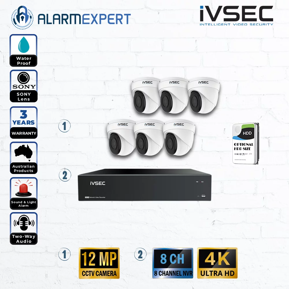 IVSEC 6 x 12MP Turret IP Bundle Kit with 8CH NVR