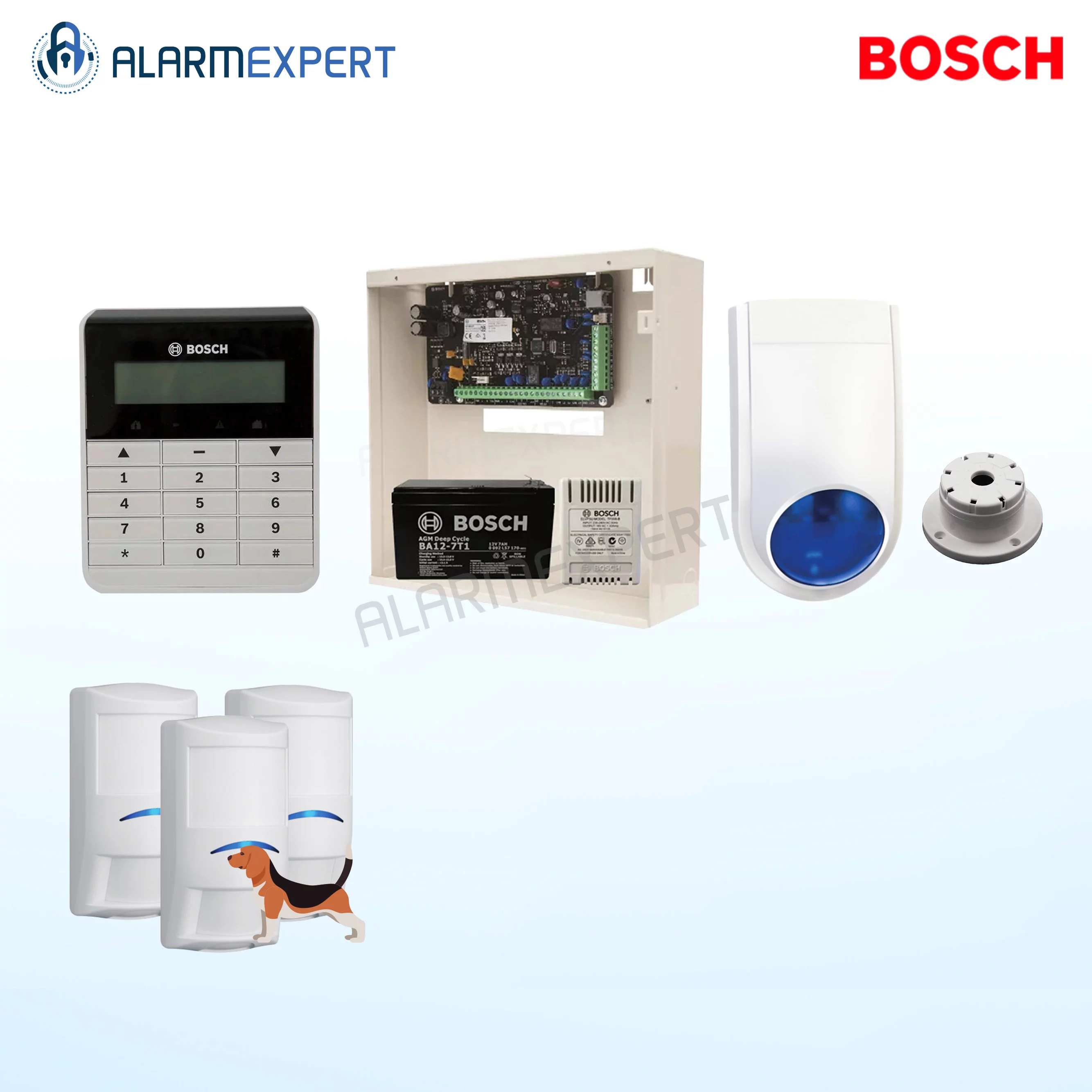Bosch Solution 3000 + 3 Blue Line Tri-Techs (Pet Proof) + Text Keypad