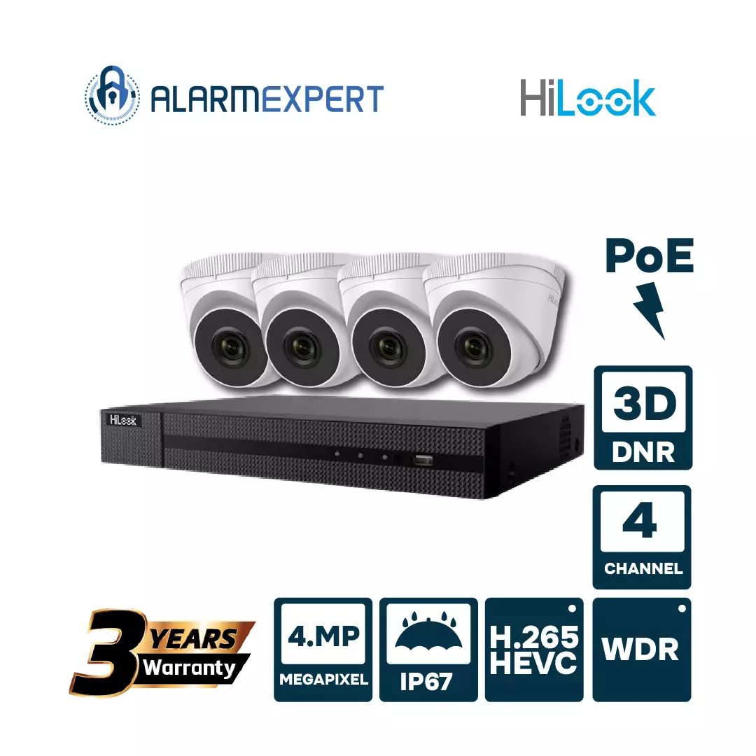 Hilook 4 x 4 MP Network IR Turret Camera 2.8mm with 4CH NVR A-HIL-KIT4.3