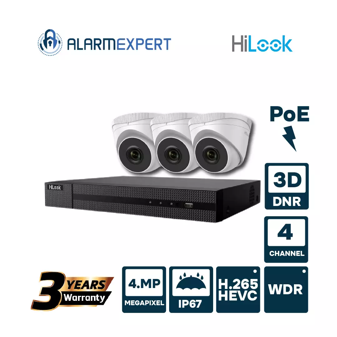 Hilook 3 x 4 MP Network IR Turret Camera 2.8mm with 4CH NVR A-HIL-KIT4.2