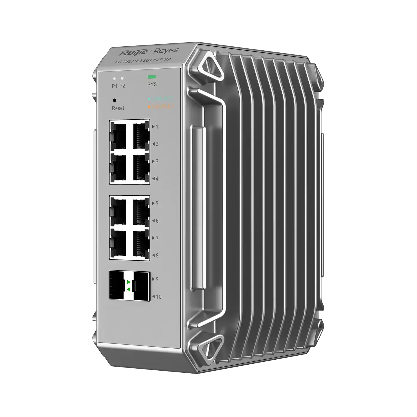 Ruijie True Industrial-Grade Switch Specially Designed for Harsh Environments RG-NIS3100-8GT2SFP-HP
