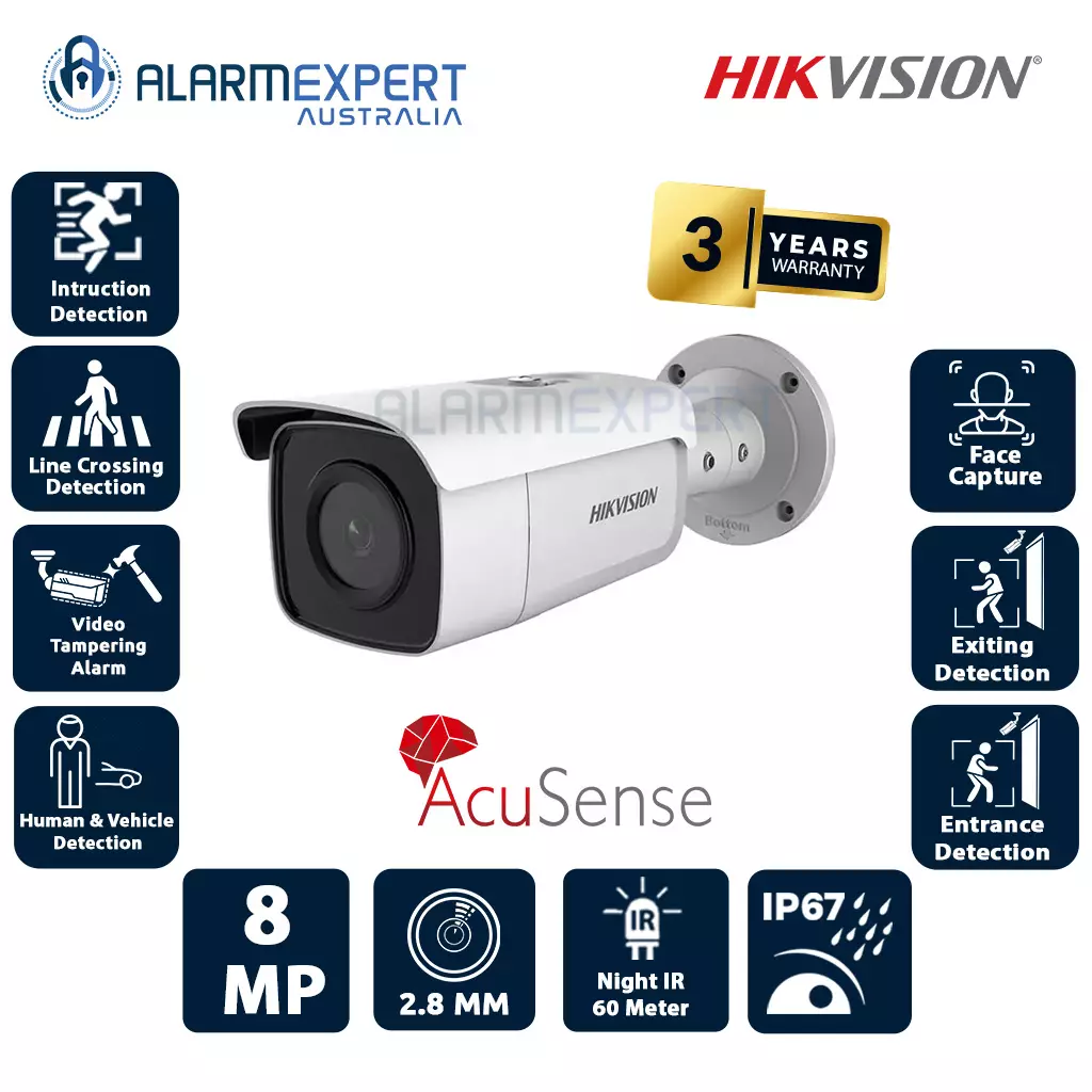 Hikvision 8 MP AcuSense Fixed Bullet IP Camera DS-2CD2T86G2-2I