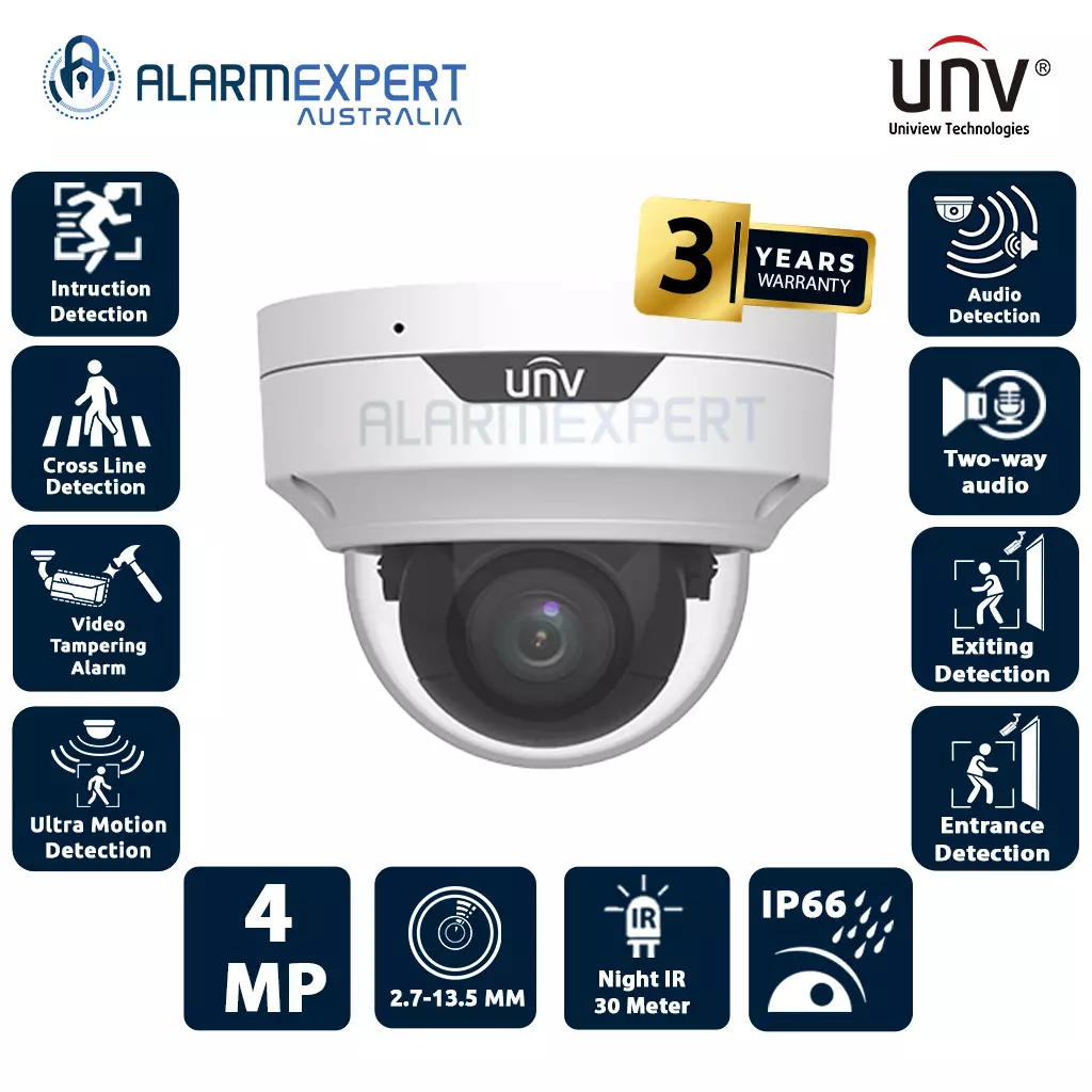 Uniview 4MP HD Intelligent LightHunter Cable-free IR VF Dome Network Camera IPC3534SB-ADNZK-I0