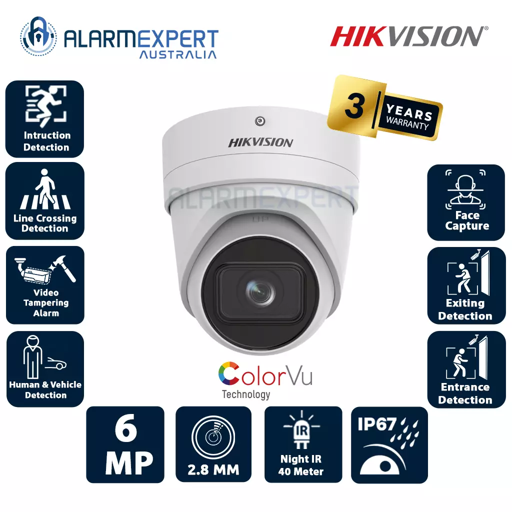 Hikvision 6 MP AcuSense Motorized Varifocal Turret Network Camera (2.8-12mm)